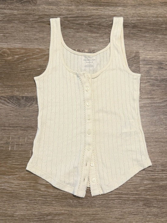 American Eagle Outfitters Tops - American Eagle Outfitters Cream Ribbed Button-Front Tank